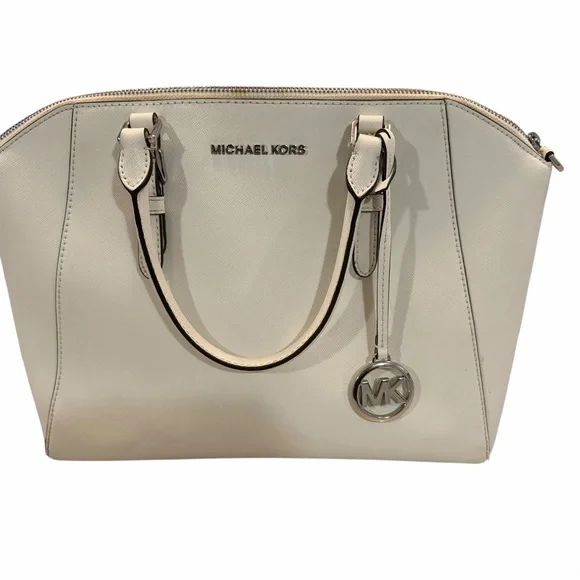 Michael Kors Ciara leather Cream Satchel Bag - Picture 1 of 6